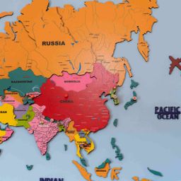 3D Colorful Wooden World Map for Wall | Premium Wooden World Map Décor | Sold by FlexTrade  