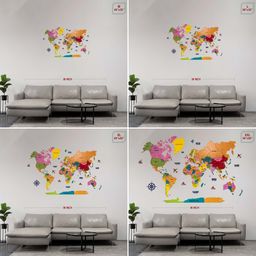 3D Colorful Wooden World Map for Wall | Premium Wooden World Map Décor | Sold by FlexTrade  