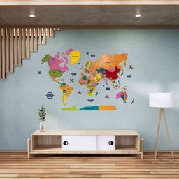 3D Colorful Wooden World Map for Wall | Premium Wooden World Map Décor | Sold by FlexTrade  