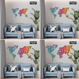 Multicolored Designer Wooden World Map for Wall | Premium Wooden World Map Décor | Sold by FlexTrade  