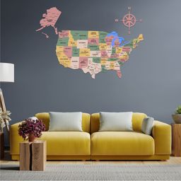 Salmon Pink Wooden USA Map for Wall | Premium Wooden Map Décor | Sold by FlexTrade