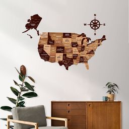 Salmon Pink Wooden USA Map for Wall | Premium Wooden Map Décor | Sold by FlexTrade