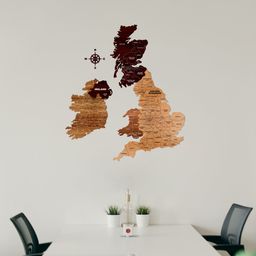 Wooden Texture United Kingdom Map for Wall | Rustic Wooden Map Décor | Sold by FlexTrade  