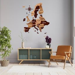  Wooden Texture Europe Map for Wall | Premium Wooden Map Décor | Sold by FlexTrade