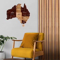 Wooden Texture Australia Map for Wall | Premium Wooden Map Décor | Sold by FlexTrade  