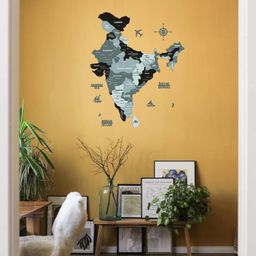 Wooden Texture India Map for Wall | Premium Rustic Wooden Map Décor | Sold by FlexTrade  