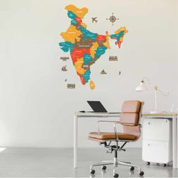Wooden Texture India Map for Wall | Premium Rustic Wooden Map Décor | Sold by FlexTrade  