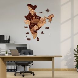 Wooden Texture India Map for Wall | Premium Rustic Wooden Map Décor | Sold by FlexTrade  