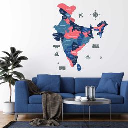 Wooden Texture India Map for Wall | Premium Rustic Wooden Map Décor | Sold by FlexTrade  