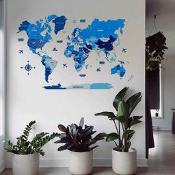 3D Pine Wooden World Map for Wall | Premium Wooden World Map Décor | Sold by FlexTrade  