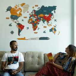 3D Pine Wooden World Map for Wall | Premium Wooden World Map Décor | Sold by FlexTrade  