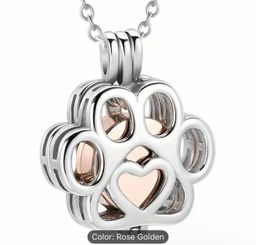  Stainless Steel Paw Print Cremation Jewelry - Mini Keepsake Locket Necklace