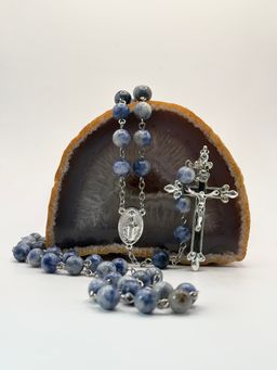 Rosario de Sodalita 8mm Acero inoxidable