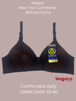 Bra Buraja A12 Busa Tipis, Tanpa Kawat, Kait 2 UK 34-38