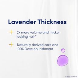 DOVE Hair Conditioner, For more volume and ticker-looking hair, Lavender Thickness, with natural extracts of Lavender Oil and rosemary, no parabens or dyes or sulfates, 350ml packaging may vary