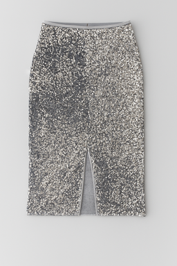 Falda lápiz negra con lentejuelas plateadas - Size L