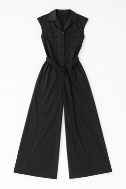 Enterizo negro con cinturón y botones frontales - Size L