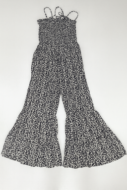 Enterizo largo negro con flores blancas - Size XL