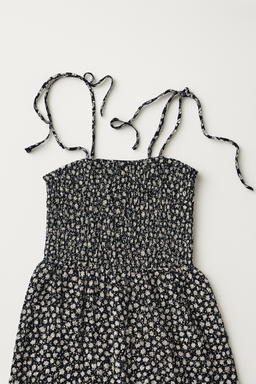 Enterizo largo negro con flores blancas - Size XL