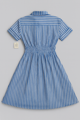 Vestido Harlow and Rose camisero azul de rayas verticales - Size M