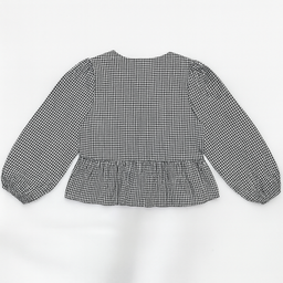 Blusa manga larga cuadros vichy con lazos frontales - Size L