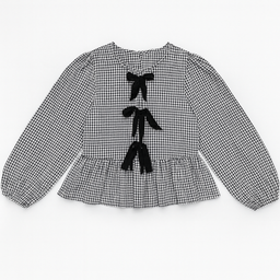 Blusa manga larga cuadros vichy con lazos frontales - Size L