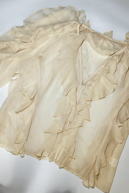 Blusa nude transparente con volantes - Size M