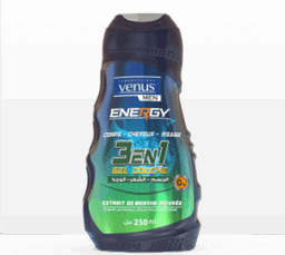 Gel Douche Venus Men Energy 3en1 – à l’Extrait de menthe poivrée- 250ml