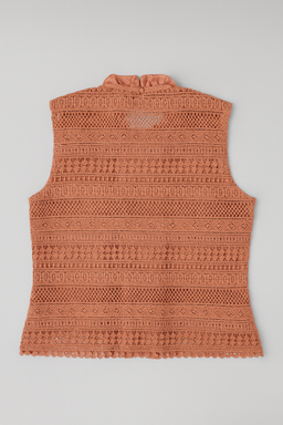 Blusa Rosada de Encaje con Mariposas Verdes - Size S