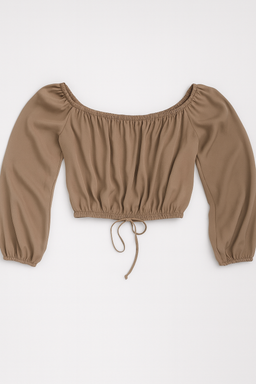 Blusa Marrón Manga Larga Abuchada - Size S