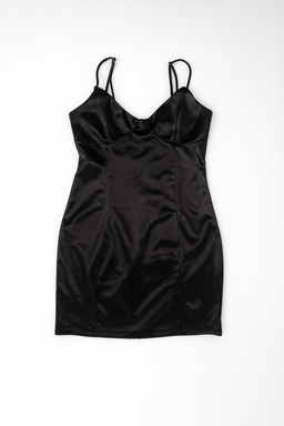 Vestido Negro Satinado con Tirantes - Size S