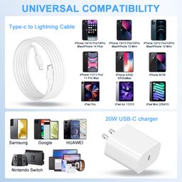 iPhone Type-C to Lightning Fast Charger (20w Block and 3ft Cable)