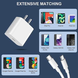 Type-C to Type-C Fast Charger (20w Block and 3ft Cable)