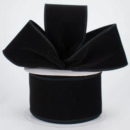 2.5” Wired Velvet Ribbon - Black (10yards)