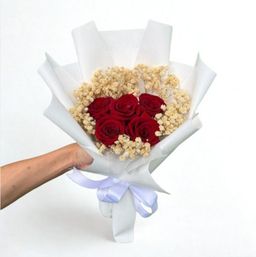 5 Preserved Roses & Baby's Breath Bouquet