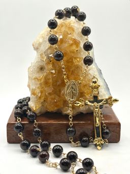 Rosario de Granate Laminado en oro 18k