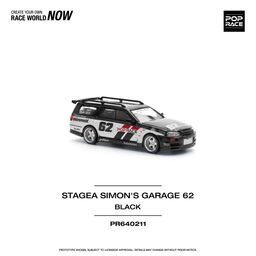 POP RACE MODEL 1/64 NISSAN STAGEA SIMON'S GARAGE - #62 BLACK