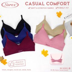 Bra 65001 Tanpa Kawat Busa Kait 2 Setara Cup B Bra Harian Casual Comfort