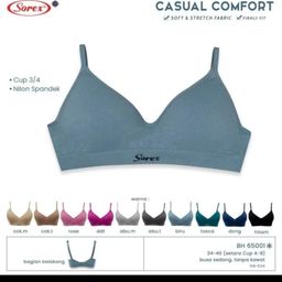 Bra 65001 Tanpa Kawat Busa Kait 2 Setara Cup B Bra Harian Casual Comfort