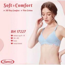 Bra BH Sorex 17227 Tanpa Kawat Busa Tipis CUP B UK 34-40