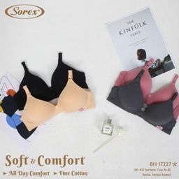 Bra BH Sorex 17227 Tanpa Kawat Busa Tipis CUP B UK 34-40