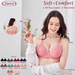 Bra BH Sorex 17228 Tanpa Kawat Busa Tipis Cup Sedang UK 36-42 CUP C