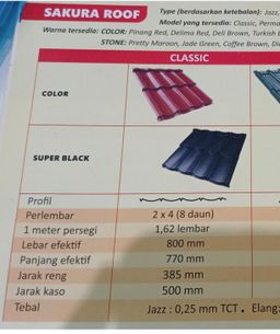 Genteng Metal Sakura Colour Model Klasik