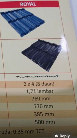 Genteng Metal Sakura Colour Model Royal