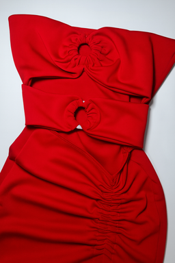 Vestido rojo con lazo y fruncido lateral - Size M