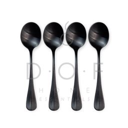 WF JUSTIN ROUND SOUP SPOON SATIN BLACK SET/4 SENDOK SUP PREMIUM