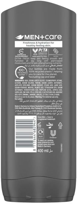 Dove Men+Care Hydrating Cleanser, Clean Comfort, 3in1, for Clean Face, Body and Hair, with 24H Nourishing Micromoisture Technology, 400 ML
