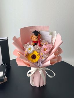 (GB026) Graduation Bear Mixed Soap Flower Bouquet 