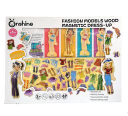 Large wooden magnetic dress-up playset - fashion girl