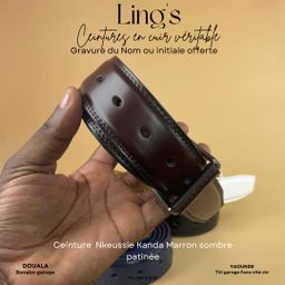 Ceinture en cuir Nkeussie noire